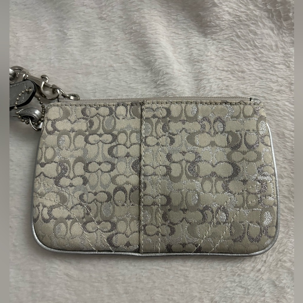 Coach silver - gray wristlet